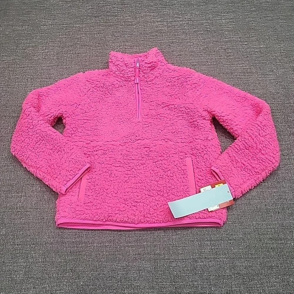 Kids' Faux Shearling Family Half Zip Up Pajama Pullover Medium Size 8